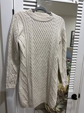 H&M Cream Cable Knit Sweater Dress